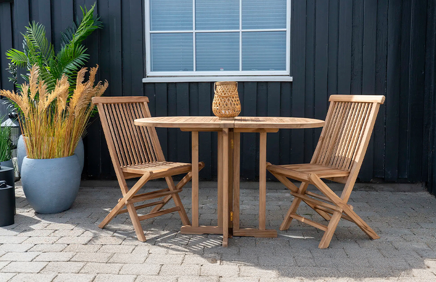 Huelva cafèbord i teak med Toledo Spisebordstol